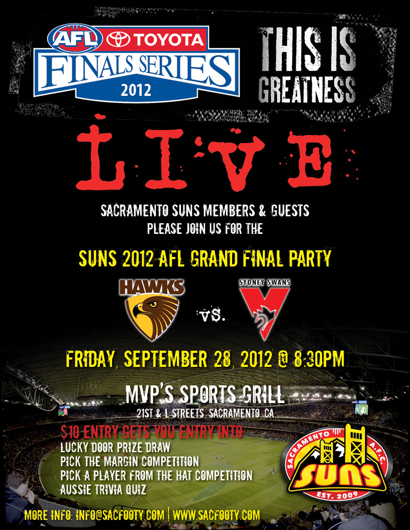 Sacramento Suns AFL Grand Final Party United States Australian